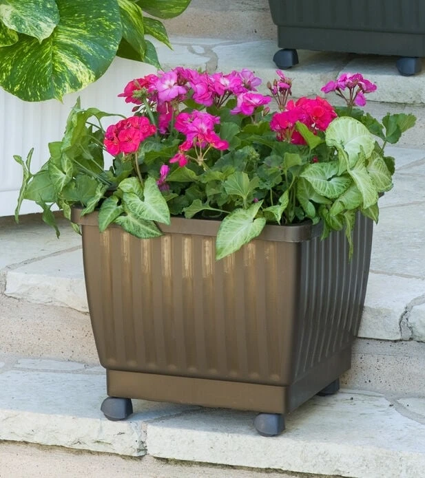 Self-Watering Rolling Planters, 15" 1 Self-Watering Rolling Planters, 15"