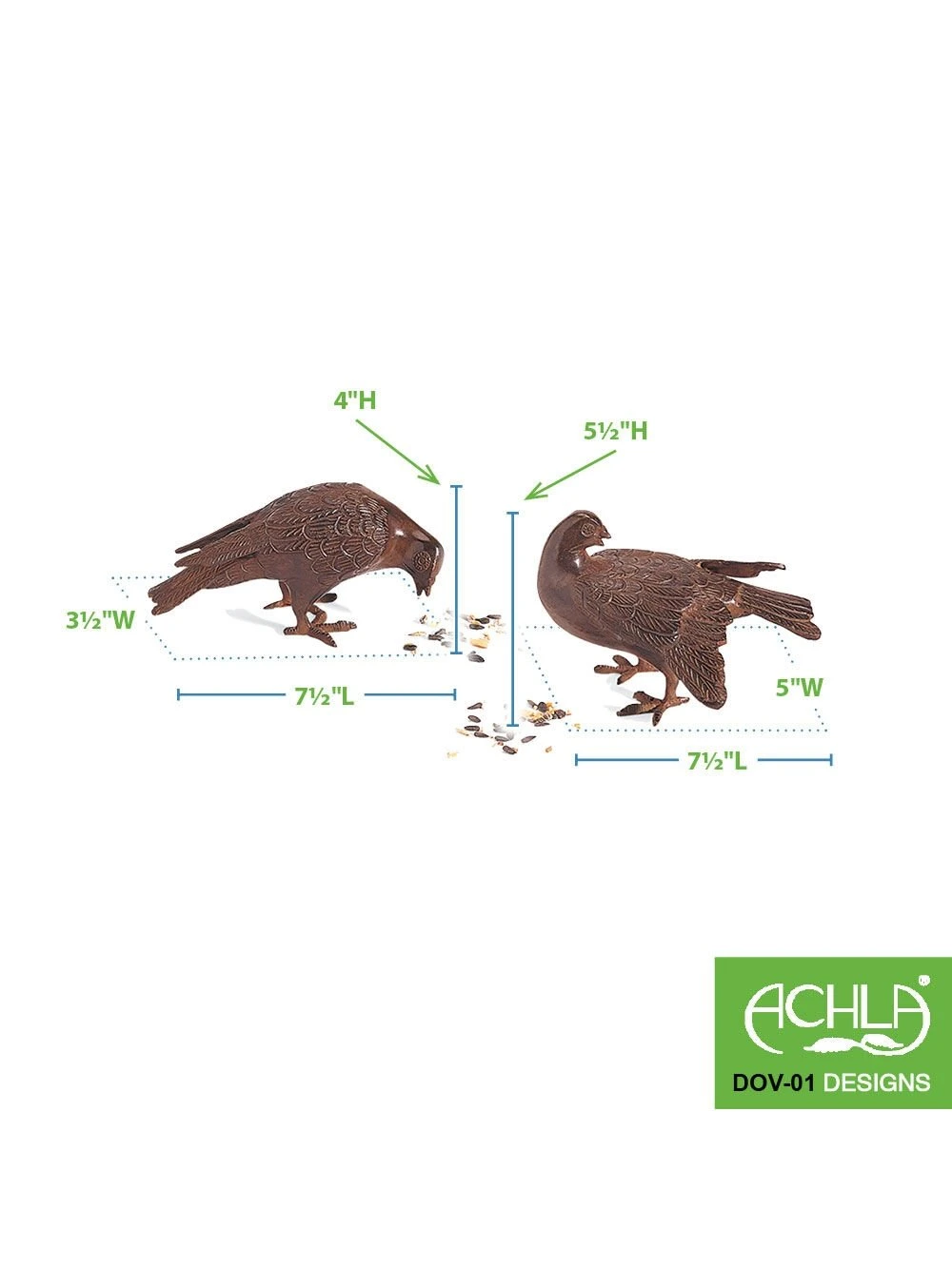 Achla Designs Bronzed Doves Pair 2 Achla Designs Bronzed Doves Pair - Image 2