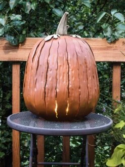 Desert Steel Pumpkin Luminary, Tall -Garden Care Shop 8599559 01v desert steel pumpkin luminary tall orange