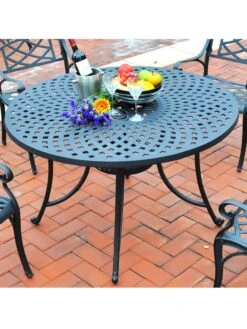 Crosley Sedona Cast Aluminum Dining Table -Garden Care Shop 8599662 02v crosley sedona cast aluminum dining table 46 inch round black