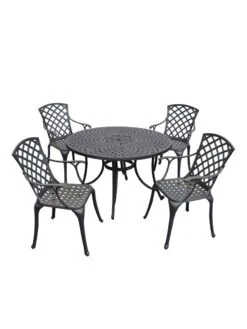 Crosley Sedona Five-Piece Outdoor Dining Set With High Back Armchairs -Garden Care Shop 8599666 01v crosley sedona five piece outdoor dining set with high back arm chairs 48 inch black