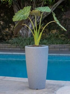 Solar Illuminated Planter Tall Granite, 32" -Garden Care Shop 8600183 19645 tif