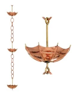 Umbrella Pure Copper Rain Chain, 8.5' -Garden Care Shop 8600208 03v