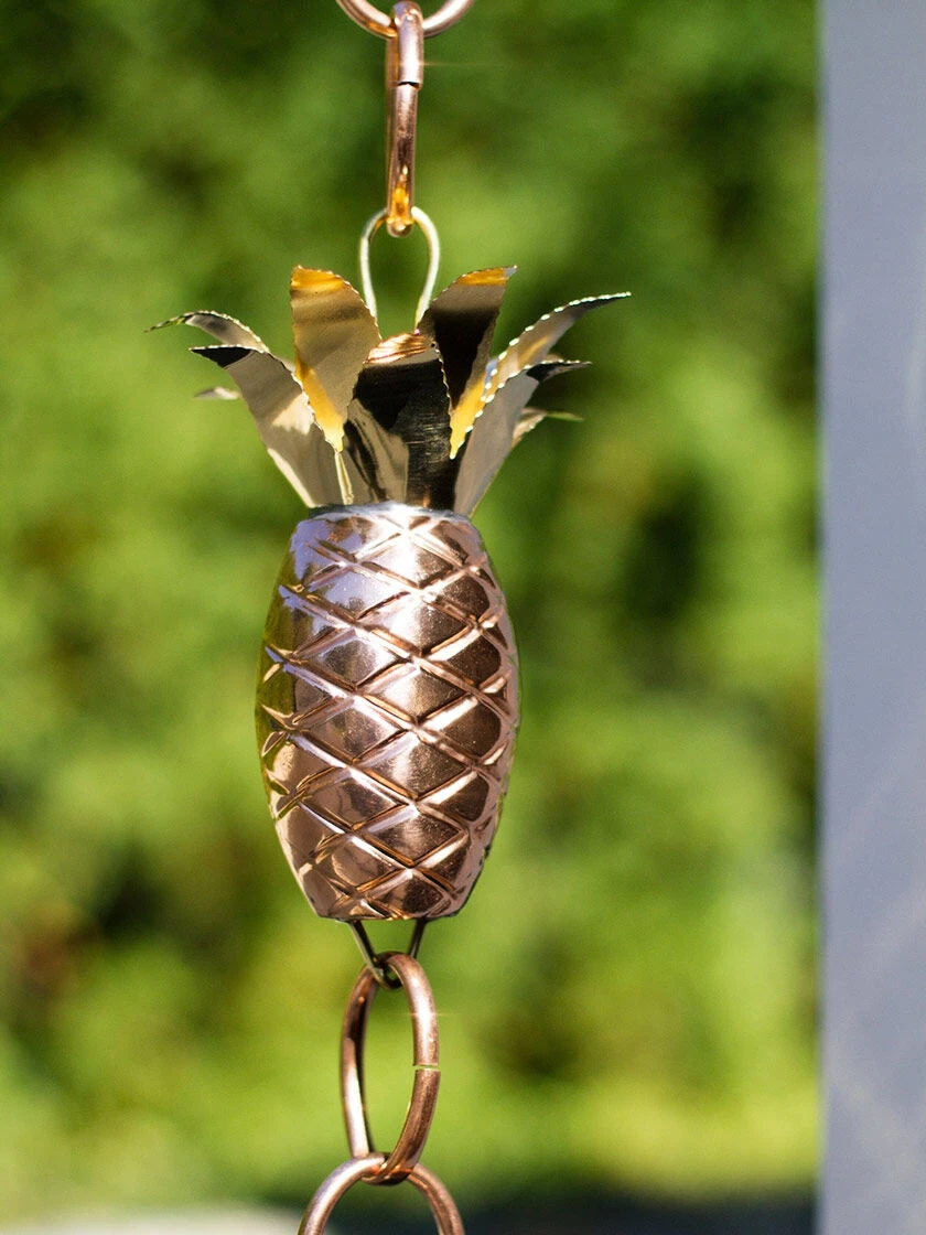 Pineapple Pure Copper Rain Chain, 8.5' 4 Pineapple Pure Copper Rain Chain, 8.5' - Image 4