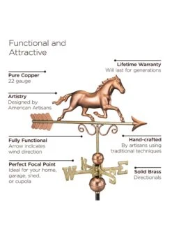 Galloping Horse Copper Weathervane 6 Galloping Horse Copper Weathervane -Garden Care Shop 8600346 03v