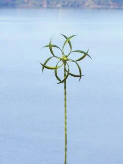 Feather Staked Wind Spinner, 15" -Garden Care Shop 8600479 03v feather staked wind spinner 15 inch green