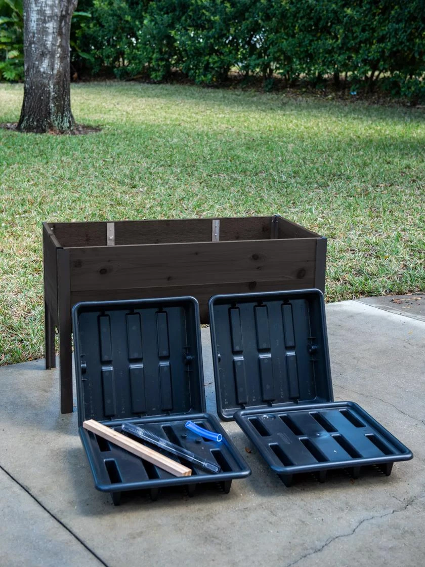 Self-Watering Eco-Stained Elevated Planter Box, 2' X 4' 4 Self-Watering Eco-Stained Elevated Planter Box, 2' X 4' - Image 4