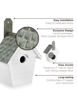 Classic Cottage Bird House With Verdigris Copper Roof 5 Classic Cottage Bird House With Verdigris Copper Roof -Garden Care Shop 8609893 03v