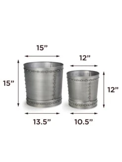 Riveted Planters, Set Of 2 -Garden Care Shop 8610081 08v