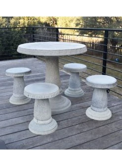 Round Patio Garden Table -Garden Care Shop 8610576 01v exaco trading round patio table set with 4 stools