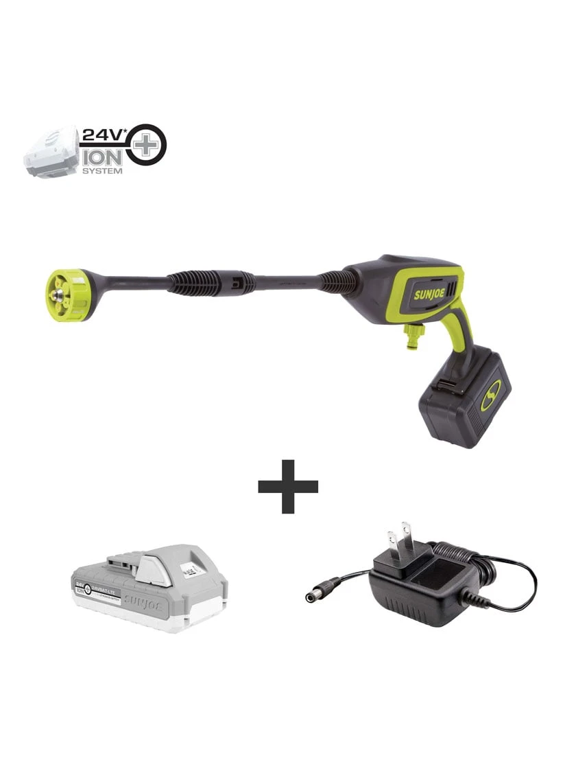 Sun Joe 24V-PP350-LTE 24-Volt ION+ Power Cleaner Kit | W/ 2.0-Ah Battery And Charger | 350 PSI Max | 0.6 GPM Max 1 Sun Joe 24V-PP350-LTE 24-Volt ION+ Power Cleaner Kit | W/ 2.0-Ah Battery And Charger | 350 PSI Max | 0.6 GPM Max