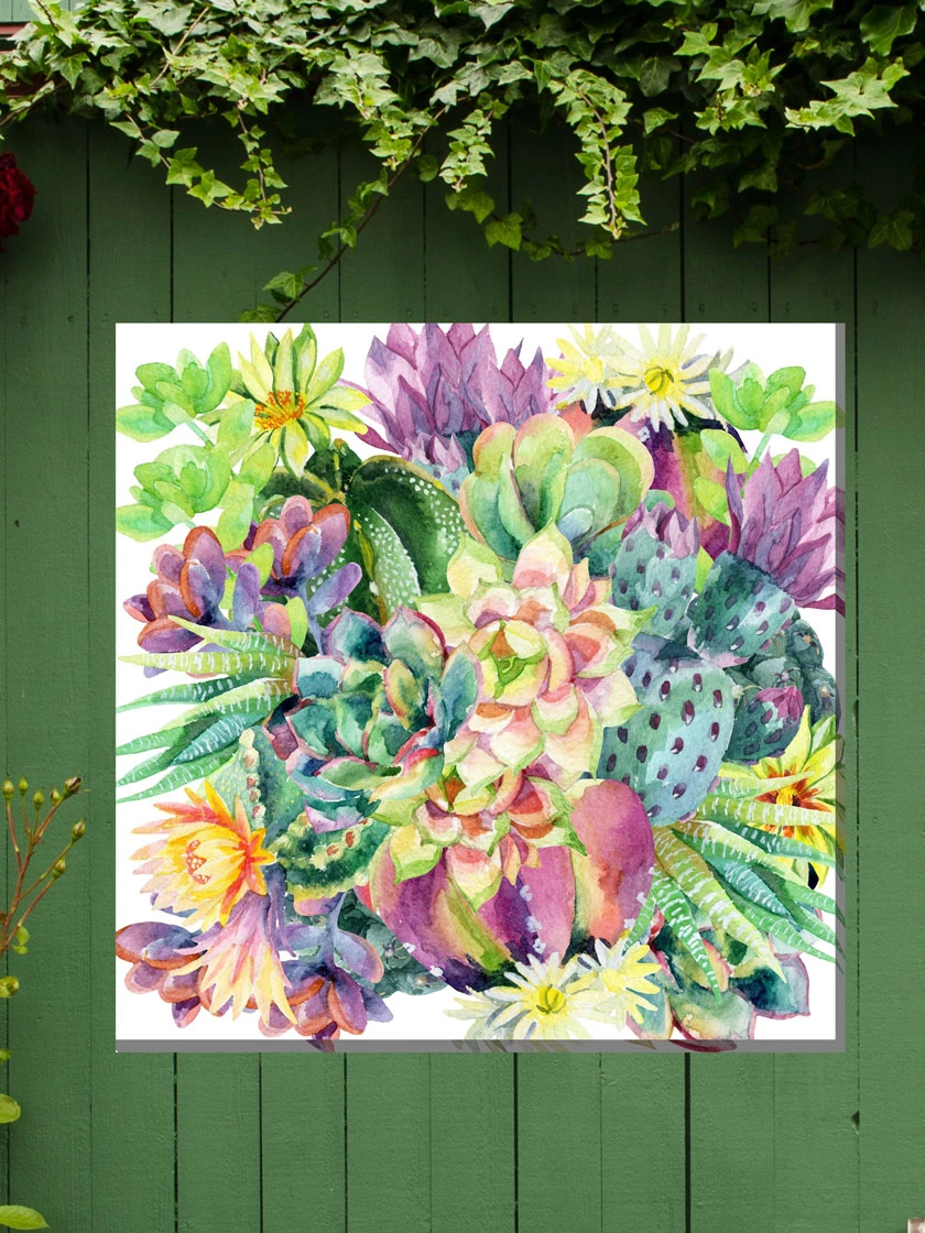 Succulent Blooms Outdoor Wall Art 1 Succulent Blooms Outdoor Wall Art
