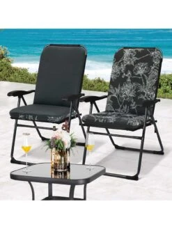 Outdoor Decor™ Seat Pad High Back Cushions, 20" X 45" -Garden Care Shop 8611125 102v bkf outdoor seat pad high back cushions 20x45 black flowers