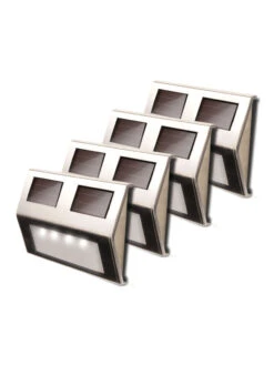 MAXSA® Solar-Powered Metal Deck Light, Set Of 4 -Garden Care Shop 8611691 ss 04v