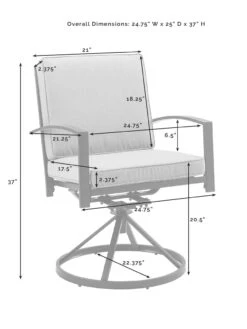 Crosley Kaplan 5Pc Outdoor Dining Set With Swivel Chairs -Garden Care Shop 8611955 11v