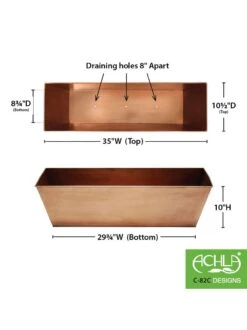 Achla Designs Plain Copper Plated Flower Box, Large -Garden Care Shop 8612915 03v