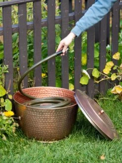 Hammered Copper Hose Pot With Lid -Garden Care Shop 8613311 0012
