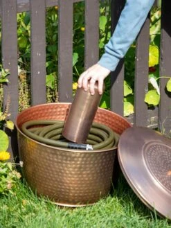 Hammered Copper Hose Pot With Lid -Garden Care Shop 8613311 0019